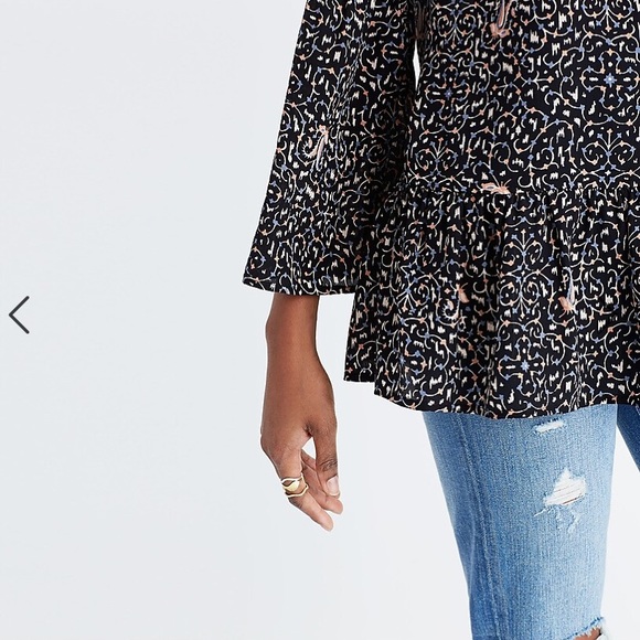 Madewell Silk Fiesta Paisley Bell-Sleeve Top - Picture 3 of 7